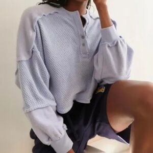 Out From Under UO Mel Cozy Blue Pieced Henley Top/Sweater NWT Size Medium